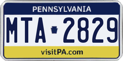 PA license plate MTA2829