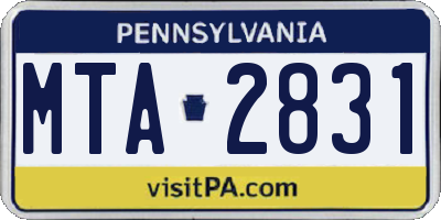 PA license plate MTA2831