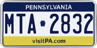 PA license plate MTA2832