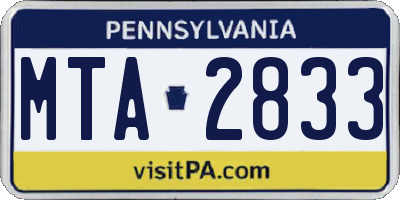 PA license plate MTA2833