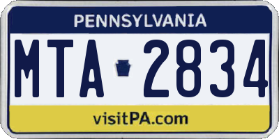 PA license plate MTA2834