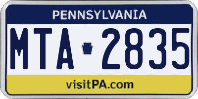 PA license plate MTA2835
