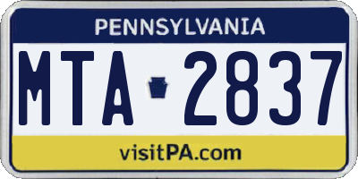 PA license plate MTA2837