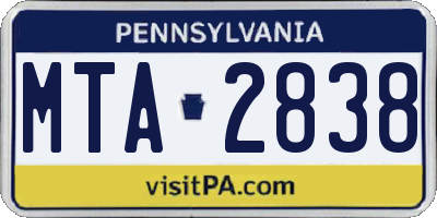 PA license plate MTA2838