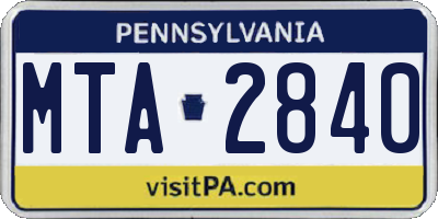 PA license plate MTA2840