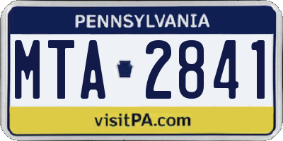 PA license plate MTA2841