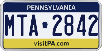PA license plate MTA2842