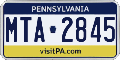 PA license plate MTA2845