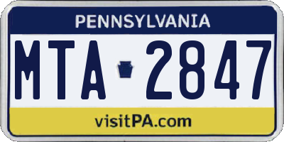 PA license plate MTA2847