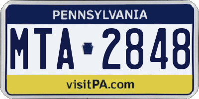 PA license plate MTA2848