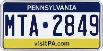 PA license plate MTA2849
