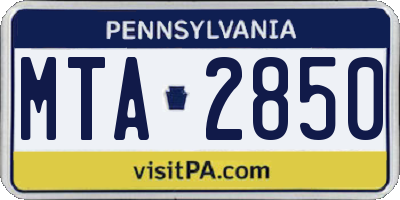 PA license plate MTA2850