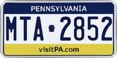 PA license plate MTA2852