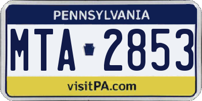 PA license plate MTA2853