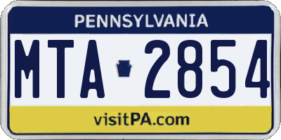 PA license plate MTA2854