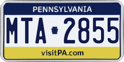 PA license plate MTA2855