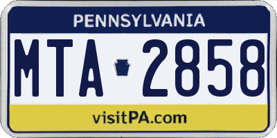 PA license plate MTA2858
