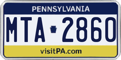 PA license plate MTA2860