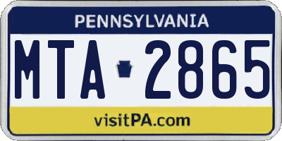 PA license plate MTA2865