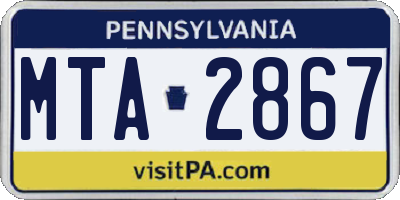 PA license plate MTA2867