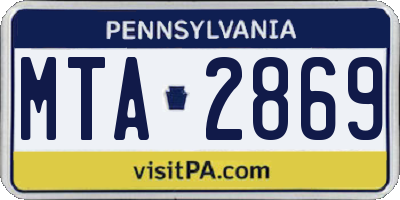PA license plate MTA2869
