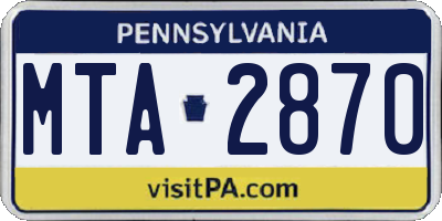PA license plate MTA2870