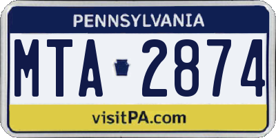 PA license plate MTA2874