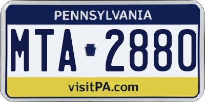 PA license plate MTA2880