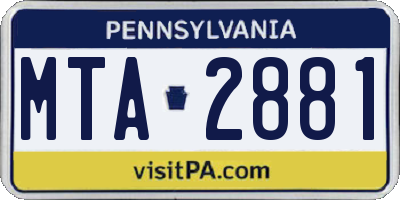 PA license plate MTA2881