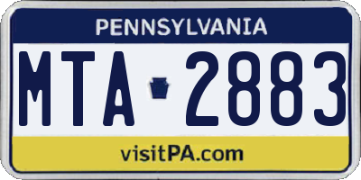 PA license plate MTA2883