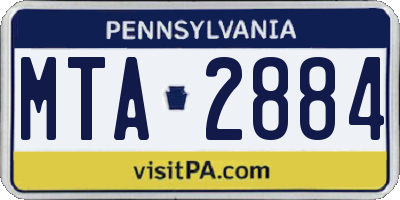 PA license plate MTA2884