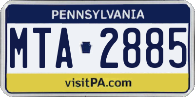 PA license plate MTA2885