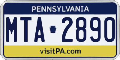 PA license plate MTA2890