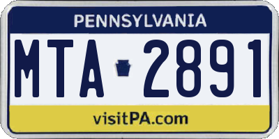 PA license plate MTA2891