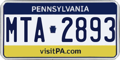 PA license plate MTA2893