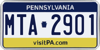 PA license plate MTA2901