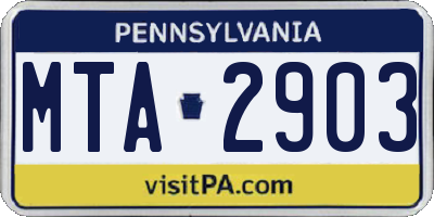PA license plate MTA2903