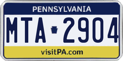 PA license plate MTA2904