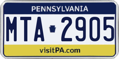 PA license plate MTA2905