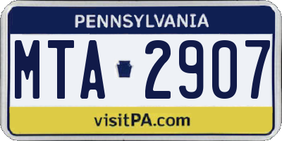 PA license plate MTA2907