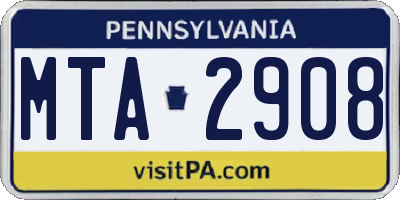 PA license plate MTA2908
