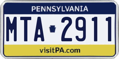 PA license plate MTA2911