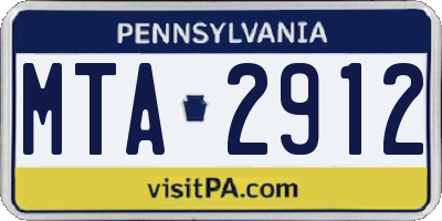PA license plate MTA2912