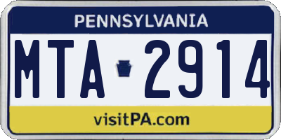 PA license plate MTA2914