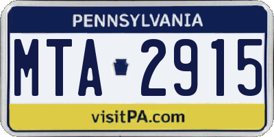 PA license plate MTA2915