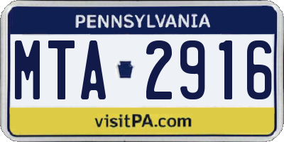 PA license plate MTA2916