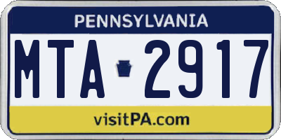 PA license plate MTA2917