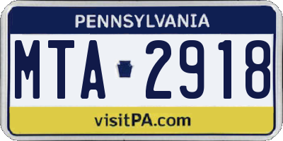 PA license plate MTA2918