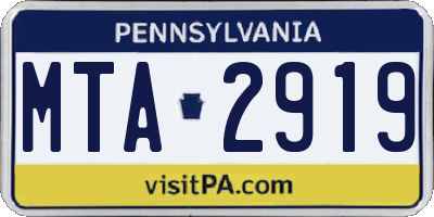PA license plate MTA2919