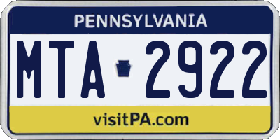 PA license plate MTA2922